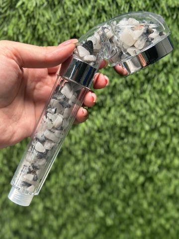 Black Rutilated Shower Head / High-pressure handheld shower head / Water saving /  Natural Crystal Shower Head / Gemstone Shower Head