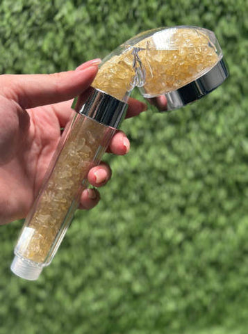 Citrine Crystal Shower Head / High-pressure handheld shower head / Water saving /  Natural Crystal Shower Head / Gemstone Shower Head