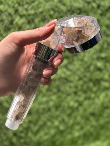 Gold Rutilated Shower Head / High-pressure handheld shower head / Water saving /  Natural Crystal Shower Head / Gemstone Shower Head