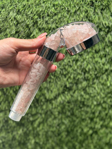 Rose Quartz Shower Head / High-pressure handheld shower head / Water saving /  Natural Crystal Shower Head / Gemstone Shower Head