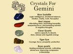GEMINI Crystal Set, 5x Crystals Set For GEMINI( Blue Sodalite, Red Jasper, Clear Quartz, Tiger Eye, Rose Quartz)