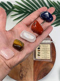 GEMINI Crystal Set, 5x Crystals Set For GEMINI( Blue Sodalite, Red Jasper, Clear Quartz, Tiger Eye, Rose Quartz)