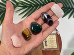 LIBRA Crystal Set, 5x Crystals Set For LIBRA (Clear Quartz, Amethyst, Bloodstone, Tiger Eye, Rose Quartz) Energy