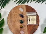 LIBRA Crystal Set, 5x Crystals Set For LIBRA (Clear Quartz, Amethyst, Bloodstone, Tiger Eye, Rose Quartz) Energy