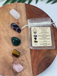 LIBRA Crystal Set, 5x Crystals Set For LIBRA (Clear Quartz, Amethyst, Bloodstone, Tiger Eye, Rose Quartz) Energy