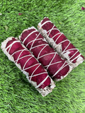 ORGANIC White Sage with Red Rose Petals , Wholesale FREE SHIPPING . White Sage Red Rose Petals, Smudge Sticks, Hand Wrapped Thick bundles.
