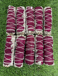 ORGANIC White Sage with Red Rose Petals , Wholesale FREE SHIPPING . White Sage Red Rose Petals, Smudge Sticks, Hand Wrapped Thick bundles.