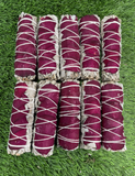 ORGANIC White Sage with Red Rose Petals , Wholesale FREE SHIPPING . White Sage Red Rose Petals, Smudge Sticks, Hand Wrapped Thick bundles.