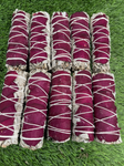 ORGANIC White Sage with Red Rose Petals , Wholesale FREE SHIPPING . White Sage Red Rose Petals, Smudge Sticks, Hand Wrapped Thick bundles.