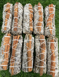ORGANIC White Sage with Cinnamon , Wholesale FREE SHIPPING . White Sage with Cinnamon, Smudge Sticks, Hand Wrapped Thick bundles.