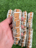 ORGANIC White Sage with Cinnamon , Wholesale FREE SHIPPING . White Sage with Cinnamon, Smudge Sticks, Hand Wrapped Thick bundles.