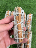 ORGANIC White Sage with Cinnamon , Wholesale FREE SHIPPING . White Sage with Cinnamon, Smudge Sticks, Hand Wrapped Thick bundles.