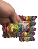 ORGANIC 7 Chakra White Sage with SINUATA Flowers , Wholesale Free Shipping . White Sage with Flowers, Hand Wrapped Thick bundles.