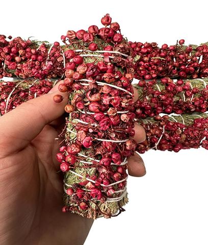 CEDAR with  PEPPERCORN, Smudging kit, Smudge Bundle, ORGANIC cedar with Peppercorn , Pink Peppercorn Clusters with Cedar, Free Shipping