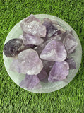 Light Raw Amethyst, 0.75"-1.25" Size, Wicca, Witchcraft, Tumbling, Cabbing, Fountain Rocks, Decoration, Polishing. Light Amethyst
