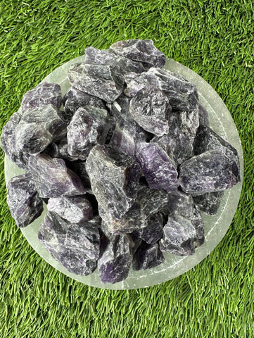 Dark Raw Amethyst, 0.75"-1.25" Size, Wicca, Witchcraft, Tumbling, Cabbing, Fountain Rocks, Decoration, Polishing. Dark Amethyst