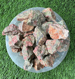 Unakite RAW , 0.75"-1.25" Size, Wicca, Witchcraft, Tumbling, Cabbing, Fountain Rocks, Decoration, Polishing. RAW Unakite
