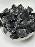 Black Obsidian RAW , 0.75"-1.25" Size, Wicca, Witchcraft, Tumbling, Cabbing, Fountain Rocks, Decoration, Polishing. RAW Black Obsidian