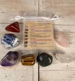 7 Chakra Crystal Set with Selenite Bowl (Rose Quartz, Amethyst, Green Aventurine, Red Jasper, Tiger Eye, Blue Sodalite, Clear Quartz)