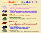 7 Chakra Crystal Set with Selenite Bowl (Rose Quartz, Amethyst, Green Aventurine, Red Jasper, Tiger Eye, Blue Sodalite, Clear Quartz)