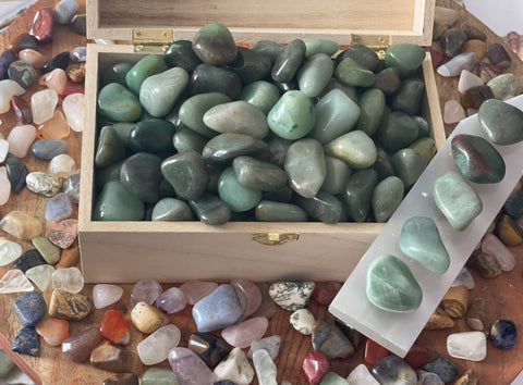 Tumbled Green Aventurine Crystal , Tumbled Stone , 1-1.5 inches Bulk Large Natural Tumbled Polished Brazilian Gemstone