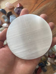Selenite Horoscope Charging Plate , 4 inch diameter ,  0.625 in thick , Charging station , Selenite charging Station