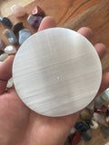 Selenite Horoscope Charging Plate , 4 inch diameter ,  0.625 in thick , Charging station , Selenite charging Station