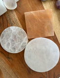 Polished Selenite Charging Station  Round crystal plate, Flat Crystal Plate ,gemstone charging ,Protection Cleansing Meditation Crystal