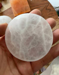 Polished Selenite Charging Station  Round crystal plate, Flat Crystal Plate ,gemstone charging ,Protection Cleansing Meditation Crystal