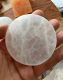 Polished Selenite Charging Station  Round crystal plate, Flat Crystal Plate ,gemstone charging ,Protection Cleansing Meditation Crystal