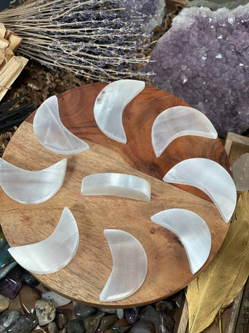 SELENITE MooN, Selenite MooN Free Shipping, GEMSTONE MooN WHOLESALE Prices, Handmade, Best for gift sets, hand carving