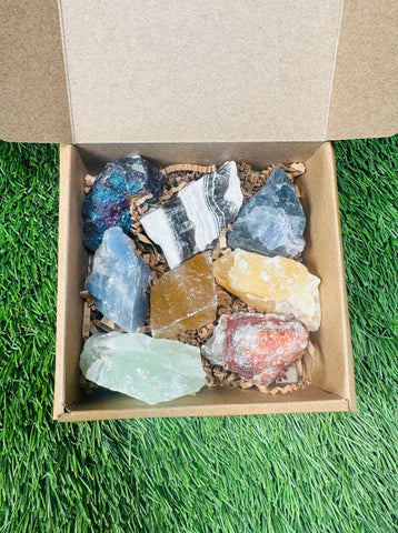Rough Calcite Set of 8 Crystals. Beautiful gift Bundle.1.5"-2" PCS, Over 50 USD Value if purchased separately. Collection Gemstones