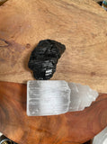 1 Selenite Towers  4 " & 1 High Grade Black Tourmaline Logs: Home Protection Kit, selenite skyscraper, Fast FREE SHIPPING