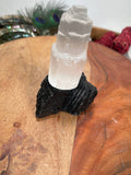 1 Selenite Towers  4 " & 1 High Grade Black Tourmaline Logs: Home Protection Kit, selenite skyscraper, Fast FREE SHIPPING
