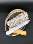 Green Sea Abalone Shell Bundle (selenite wound, palo santo, white sage, sea shell)