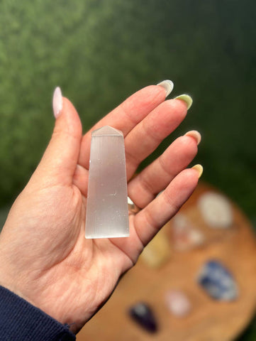 Selenite Obelisk, Selenite Mini Polished Point, Mini Selenite Point,  Selenite, Charging Selenite, Charging, Made in Morocco, Fast Shipping
