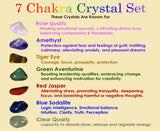 7 Chakra Crystal Set (  Rose Quartsz, Amethyst, Green Aventurine, Red Jasper, Tiger Eye,Blue Sodalite Clear Quartz), Starters Gemstone Kit.