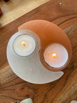 Yin Yang Selenite Candle Holder, Selenite candle holder, Made From Natural Selenite Crystal & Himalayan Salt,Selenite Tealight, Selenite