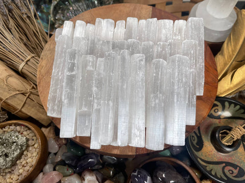 WHOLESALE Selenite Wands 4 inch , 6inch -  Raw Selenite - Selenite Crystal Wands - Selenite Stick , FREE SHIPPING