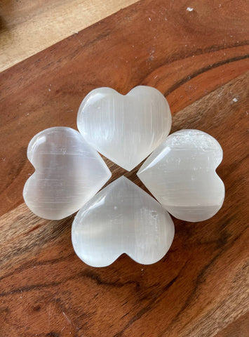 SELENITE Crystal Hearts, Free Shipping, WHOLESALE PRICES, Selenite in Heart shape 2.25"x2"x0.875" thick, Best for gift sets,  hand carving