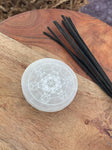 Polished Selenite Charging Station Engraved Round crystal plate,Flat Crystal Plate ,Crystal charging,Protection Cleansing Meditation Crystal