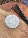 Polished Selenite Charging Station Engraved Round crystal plate,Flat Crystal Plate ,Crystal charging,Protection Cleansing Meditation Crystal