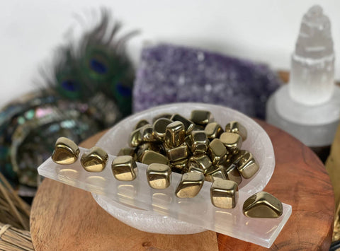 Gold Hematite Tumbled Stones , Grade A Hematite