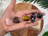 AQUARIUS Crystal Set, 5x Crystals Set For AQUARIUS ( Hematite, Amethyst, Tiger Eye, Garnet, Rose Quartz)