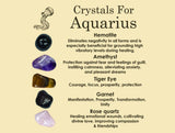 AQUARIUS Crystal Set, 5x Crystals Set For AQUARIUS ( Hematite, Amethyst, Tiger Eye, Garnet, Rose Quartz)
