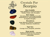 SCORPIO Crystal Set, 5x Crystals Set For SCORPIO (Blue Sodalite, Red Jasper, Bloodstone, Tiger Eye, Rose Quartz) Energy Healing Gemstone Kit